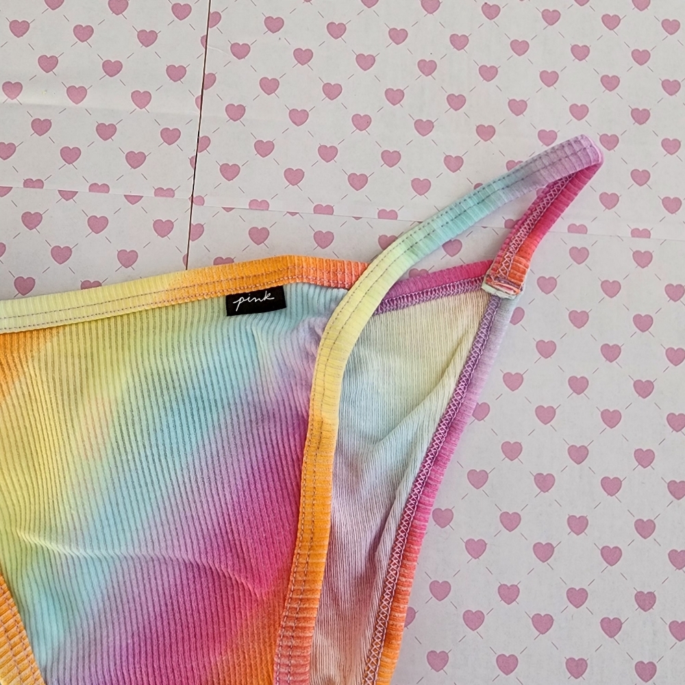 NWT VS PINK Strappy Bikini Rainbow Panties - Picture 2 of 5